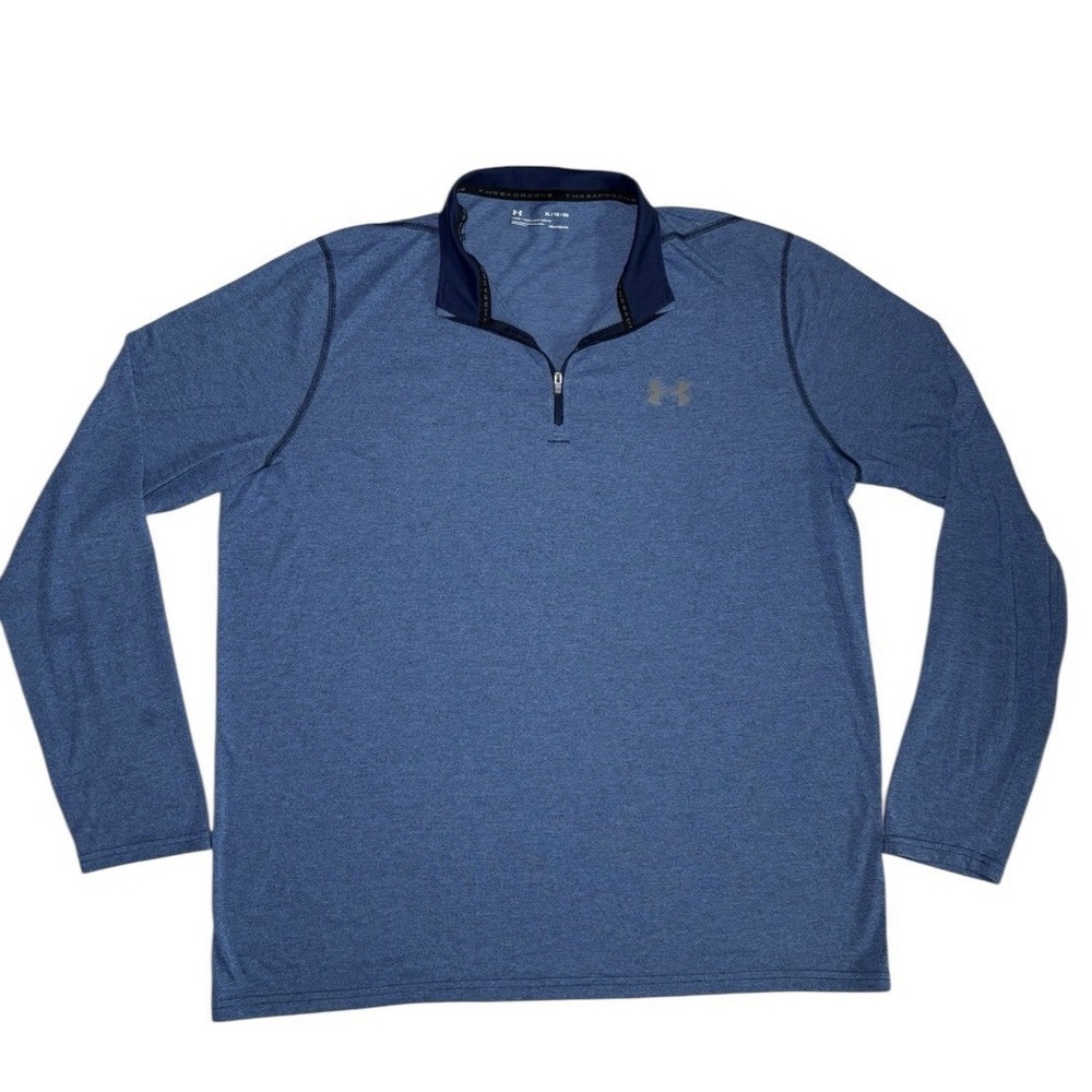 Under Armour Men's Heatgear Threadborne Loose Fit Blue Quarter zip Size XL